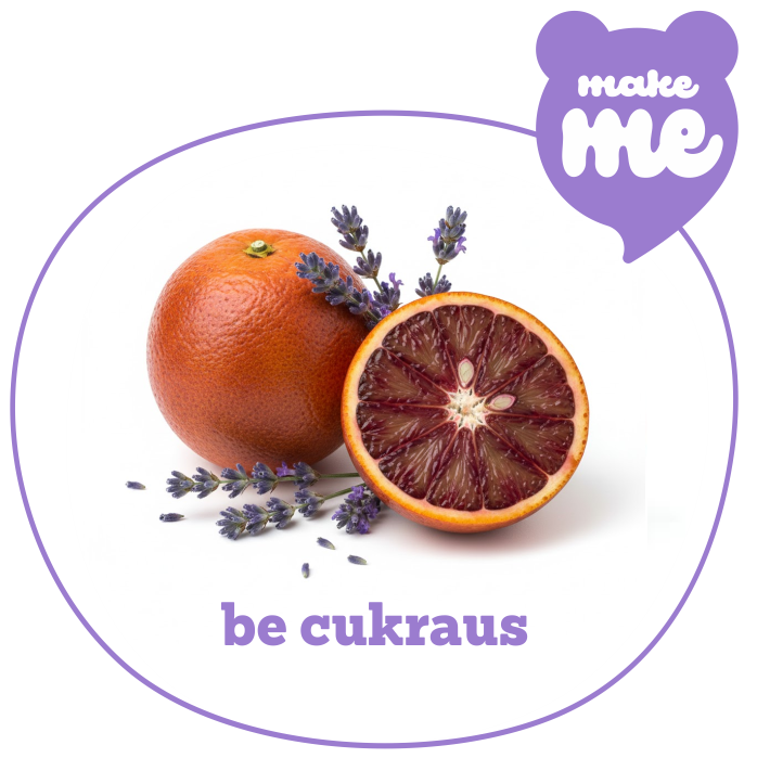 Gumimi Make Me guminukų mišinys Raudonų apelsinų ir Levandų skonio be cukraus
