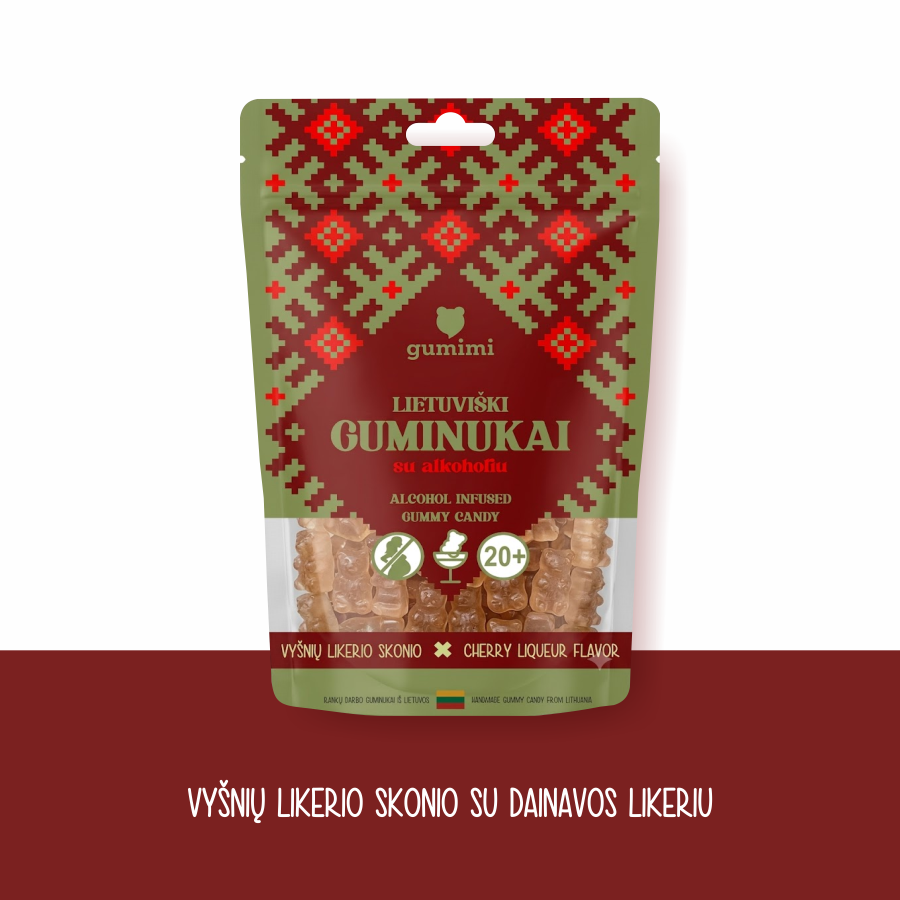 Gumimi lietuviški guminukai su vyšnių likeriu DAINAVA