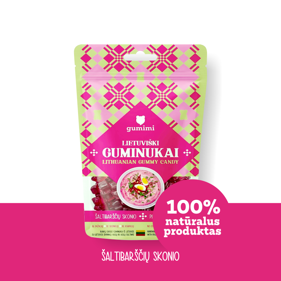 Gumimi lietuviūki guminukai šaltibarščiu skonio